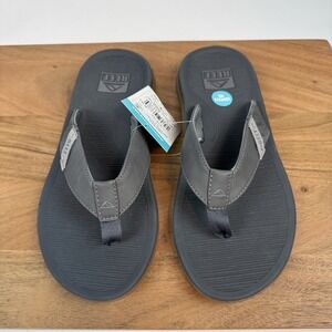 New Mens Reef Santa Ana Grey Casual Slip On Sandals Thong Flip Flops Size 8 D